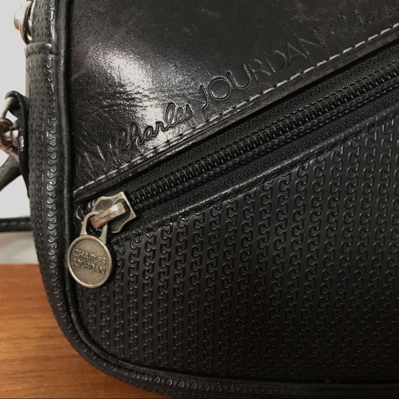 Charles Jourdan | Vintage Leather + Canvas Crossbody Bag Black - Picture 2 of 8